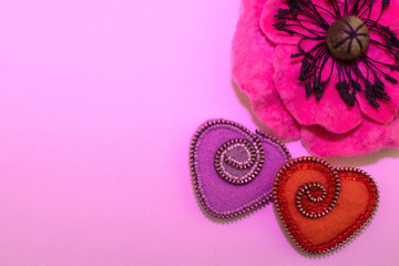 Valentine's day, handmade products from felt