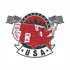 USA red Map