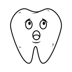 comic tooth sad kawaii character