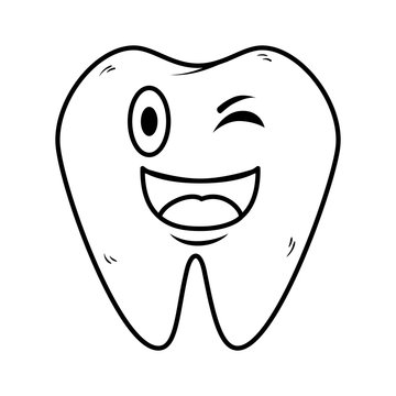 comic tooth happy kawaii character