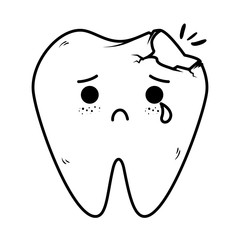 comic tooth sad kawaii character