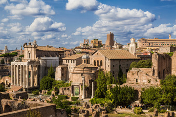 Fototapeta na wymiar View of the Roman Forum. Rome, Italy