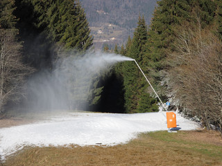 Snow cannon, french alps in january