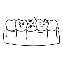 human teeth with tooth sad kawaii characters