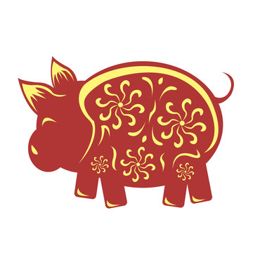 Happy Chinese new year pig red color