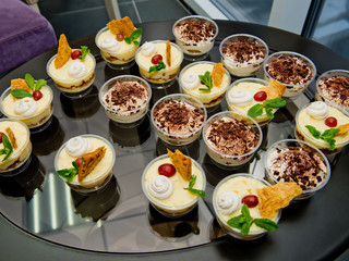 Wedding buffet table with desserts.