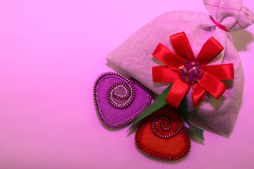 Valentine's day, handmade products from felt