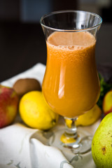 Homemade fruit juice in wine glass