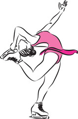 woman ice skater figure illustration © moniqcca