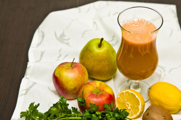 Homemade fruit juice in wine glass