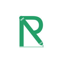 letter r pencil education logo vector