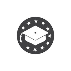 graduation hat circle stars education logo vector