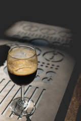 brewed coffee in wine glass
