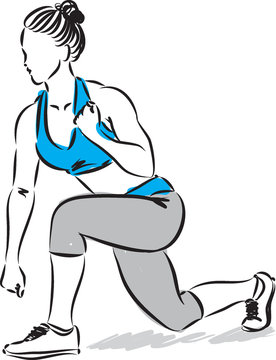 fitness woman stretching kick boxing illustration