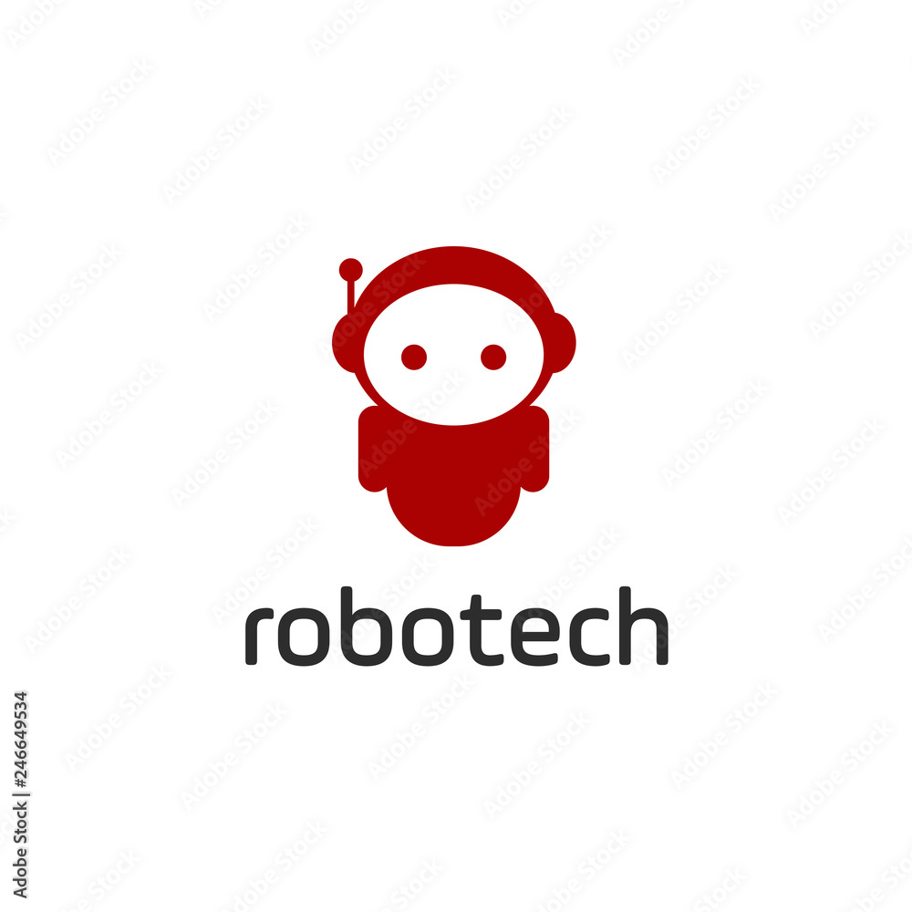 Aufkleber Smart robot logo template. Cute logotype isolated on white background. Future technologies theme. Vector concept symbol.