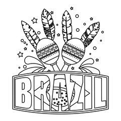 brazilian label with flag and maracas