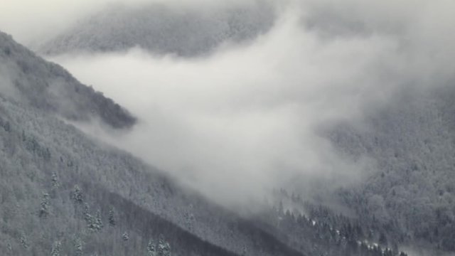 Dramatic clouds on a mountainside