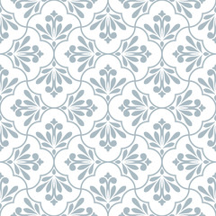Fototapeta na wymiar Flower geometric pattern. Seamless vector background. White and blue ornament. Ornament for fabric, wallpaper, packaging, Decorative print
