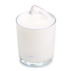 A glass of coconut milk on a white background. Isolation
