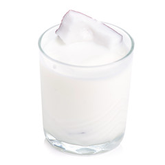 A glass of coconut milk on a white background. Isolation