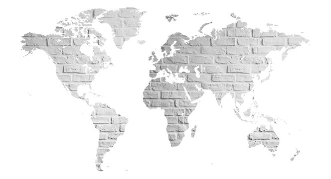 Fototapeta mapa świata z cegły jako plakat lub grafika na ścianę 