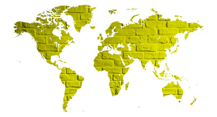 mapa świata z cegły jako plakat lub grafika na ścianę 