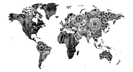 mapa bardzo mechanicznego świata jako plakat lub grafika na ścianę 