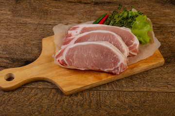 Raw pork steak