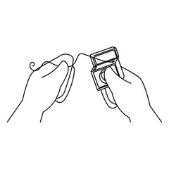 hands using dental floss