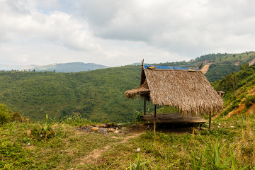 Fototapeta na wymiar bamboo hut in the mountains of laos