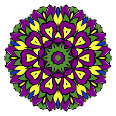 Pattern of mandala. Vector illustration. Modern Decorative floral color mandala. Decorative Cicle ornament. Floral design. Anti-stress therapy pattern.