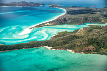 Fototapeta na wymiar Whitehaven Beach from the airplane, Queensland from the sky
