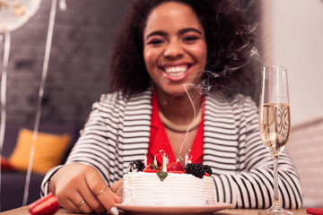 Selective focus of a cake with candles