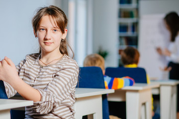 School girl in classrom