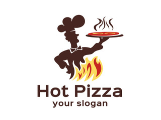 Character with pizza, for your business. Vector format, available for editing.