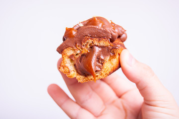 eclair with chocolate and saulty caramel