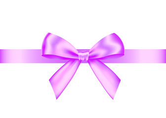 Purple  realistic gift bow with horizontal  ribbon.