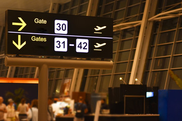 Digital bulletin board with airport gateway signs