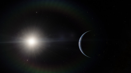 Near, low earth orbit blue planet. this image elements furnished by NASA