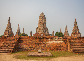 Fototapeta premium Ayutthaya,Thailand - 50 km North of Bangkok, a Unesco World Heritage. Here in particular one of the numerous temples and shrines of the historical park