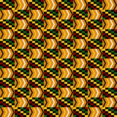 Kente Cloth Seamless Pattern - African Kente cloth repeating pattern design