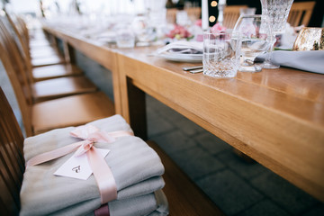 Warm plaid, gift for guests on the wedding