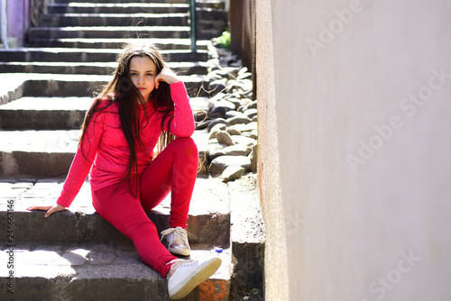 Following Fashion Trends Little Fashionista Small Girl In