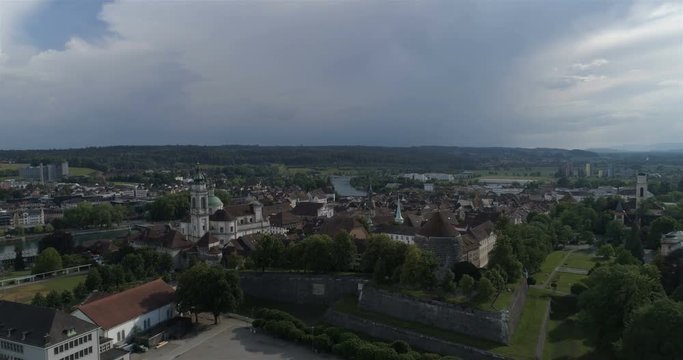 Solothurn dark weather approach - Aerial 4K - 36s.