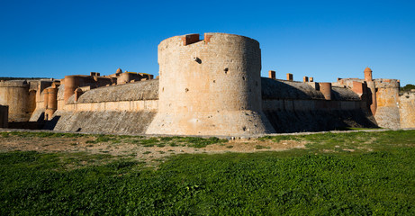 Fototapeta na wymiar Towers and walls of Chateau de Salses