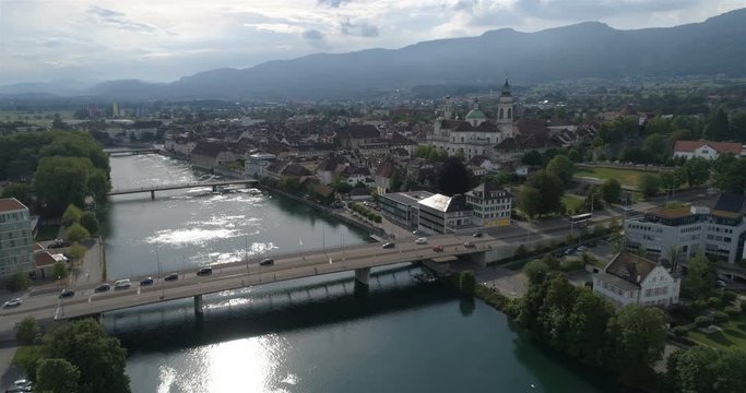 Solothurn bridge - Aerial 4K