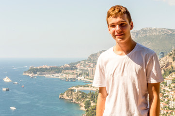 Fototapeta na wymiar Boy in French Riviera