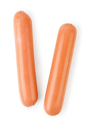 Two sausages on a white. The form of the top. - obrazy, fototapety, plakaty