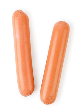 Two sausages on a white. The form of the top.