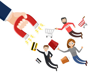 Magnet for people selling on a white background. Marketing